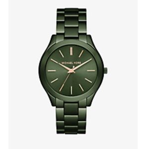 Michael Kors Slim Runway Olive-Tone Watch
